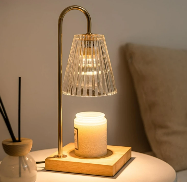 Modern Minimalism Indoor Bedroom Living Room bedside Atmosphere Wood Crystal Wax Melting Lamp Candle Warmer Table Lamp