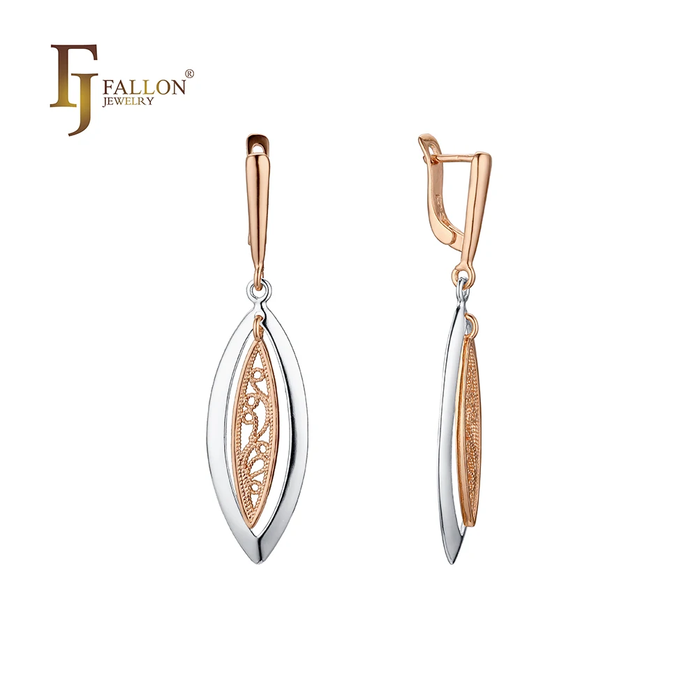 F92100590 FJ Fallon Fashion Jewelry Earrings Plated in 585 Rose Gold Two Tone Brass Based