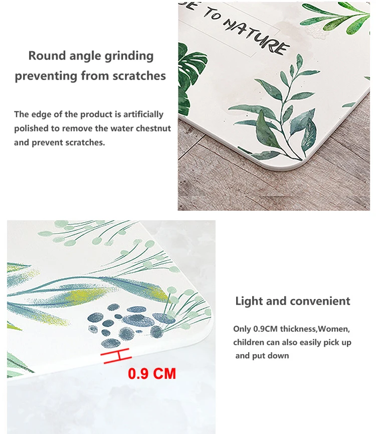 Instant drying diatomaceous earth green floor mat