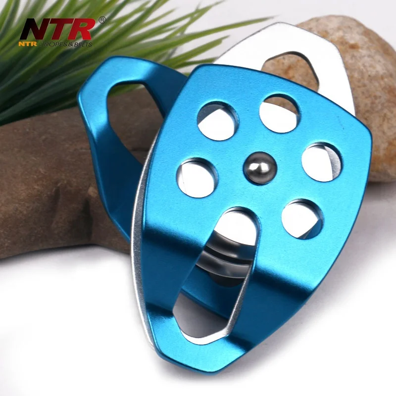 30KN rock climbing rescue pulley Outdoor work movable double sheave pulley