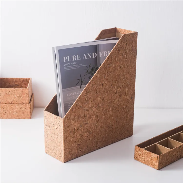 Home eco-friendly desktop storage organization folding cardboard magazine file holder pen holders office desk organizer set
