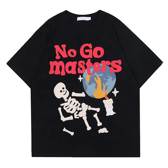 Finch Garment custom puff print tshirts men high quality pima cotton graphic design cartoon skull printed t shirts