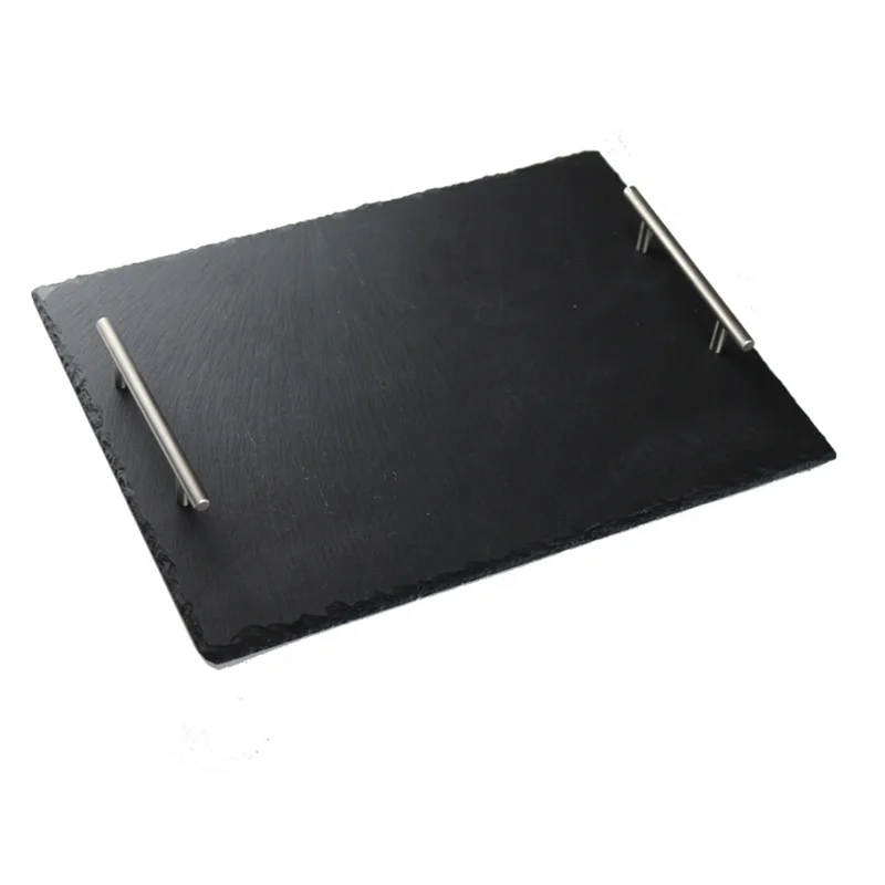 cheese board slate serving tray with metal handles