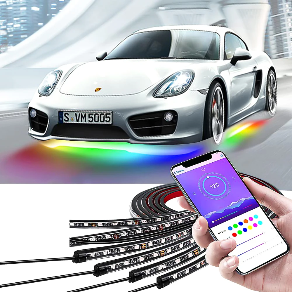 Car Accessories Interior Decorate Atmosphere Light 12V RGB LED fiber car led strips app ambient light in car