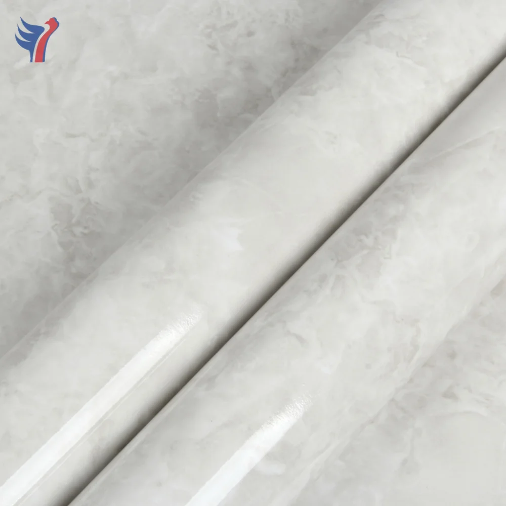 Jinyi M4002 White Simple Rustic Marble Ceiling Self Adhesive Wall Paper Rolls Wrap Peel and Stick Wallpaper