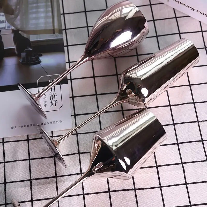 Hand blown cheap high pink stern goblets medieval with good pri