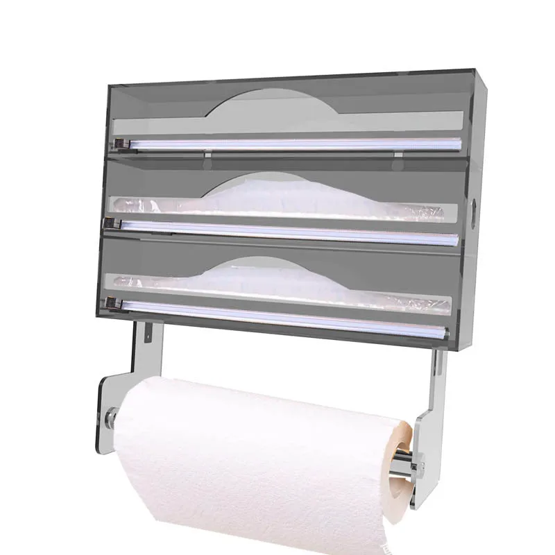 2022 Trending High Quality 3 Cutter 4 1 Wall Cling Two In One Dispenser For Foil And Plastic Wrap