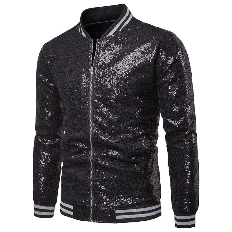 Luxurious golden Sequin Nightclub Jacket Men 2022 Autumn New Streetwear Puck Coats Baseball Bomber Male Wedding Party Stage