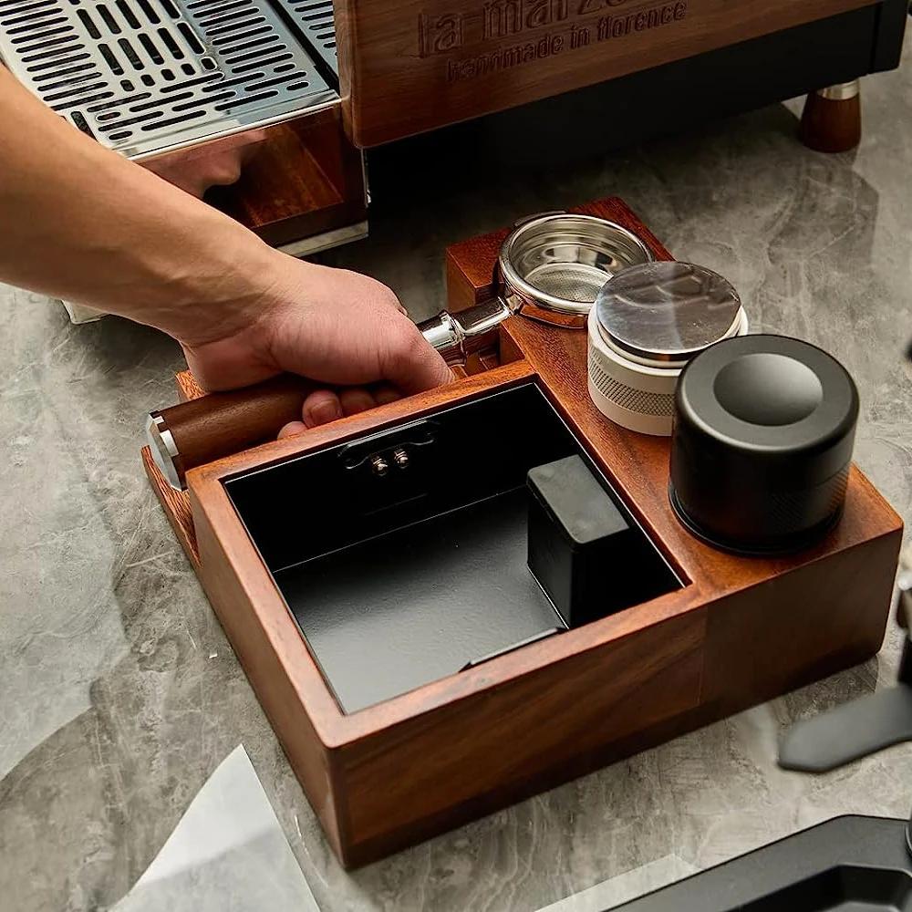 58mm Espresso Knock Box Coffee Machine Accessories Wooden Tool 51/53/54mm Tamping Distributor Station 4 in 1 Walnut Knock Box