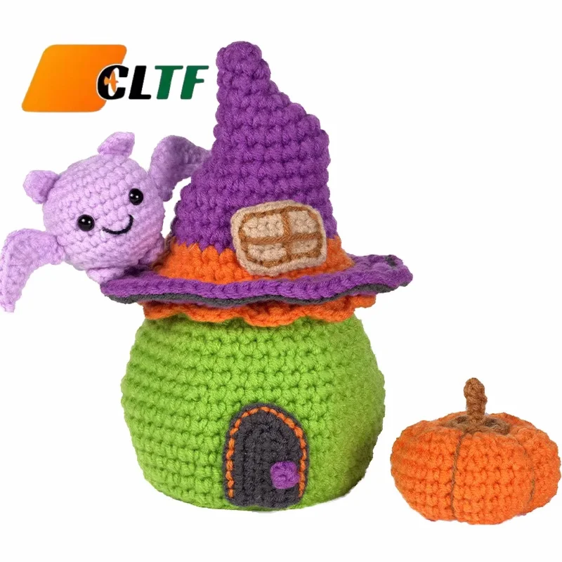 Easy To Do Wooles Yarn Beginner Crochet Kit Xmas Halloween  DIY Handmade Knitted Car Decoration Crochet Kit for Beginners Adults