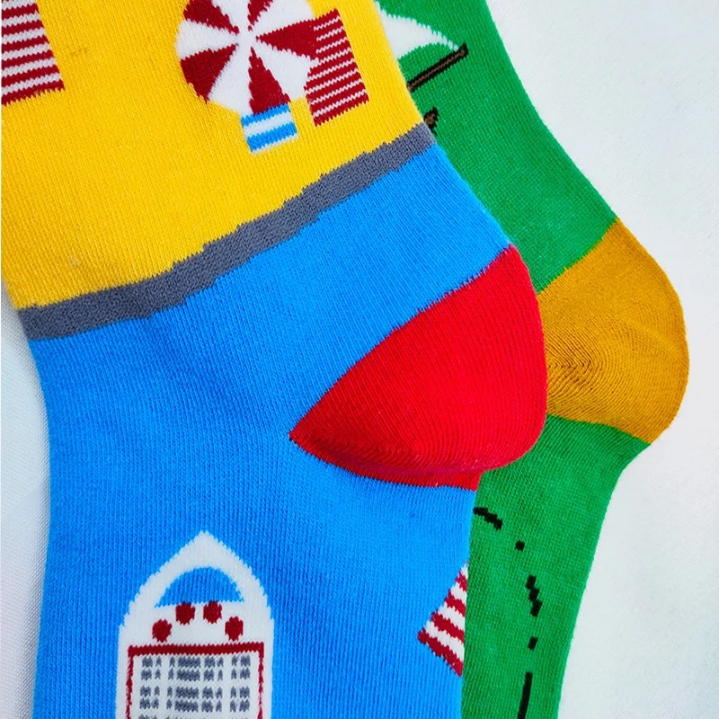 Wholesale Cotton Jacquard Custom Design Socks Colorful Festival Crazy Funny Crew Happy Socks for Women Men