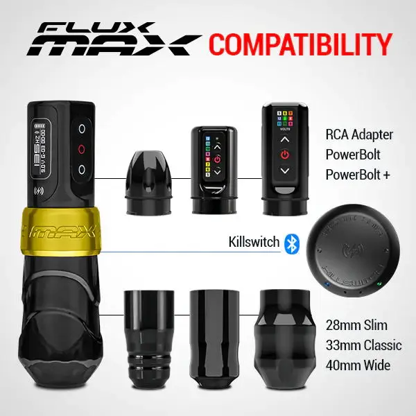 FK Irons Flux Max стелс золото с 2 PowerBolt II машинка для татуажа