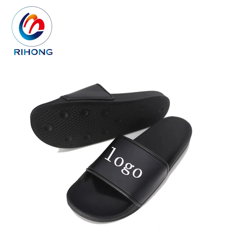 embossed logo custom slide performance pu design men sandal slipper embossed logo custom slide