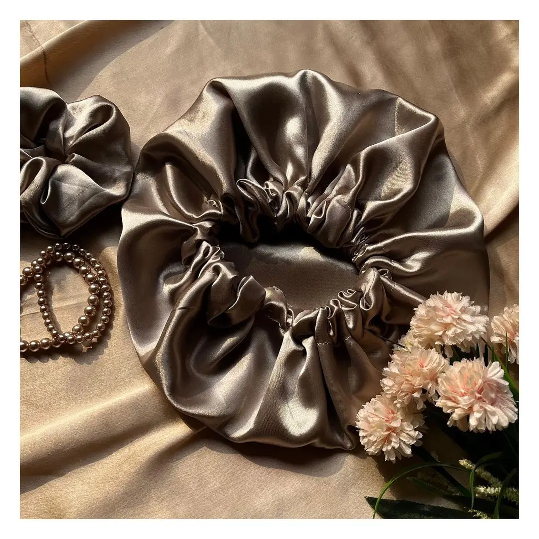 Factory wholesale custom silk turban bonnet with logo double layer 100% mulberry silk bonnets for sleeping
