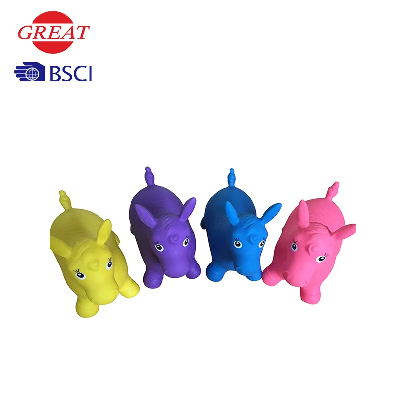 Outdoor hopper PVC ecofriendly toy pink custom logo inflatable jumping animal ball for kids play
