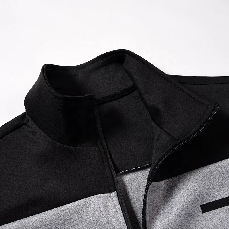 Jogging Running Casual Sport Training Polyester Athletic Black Set For Mens Two Piece Logo Custom Tracksuit