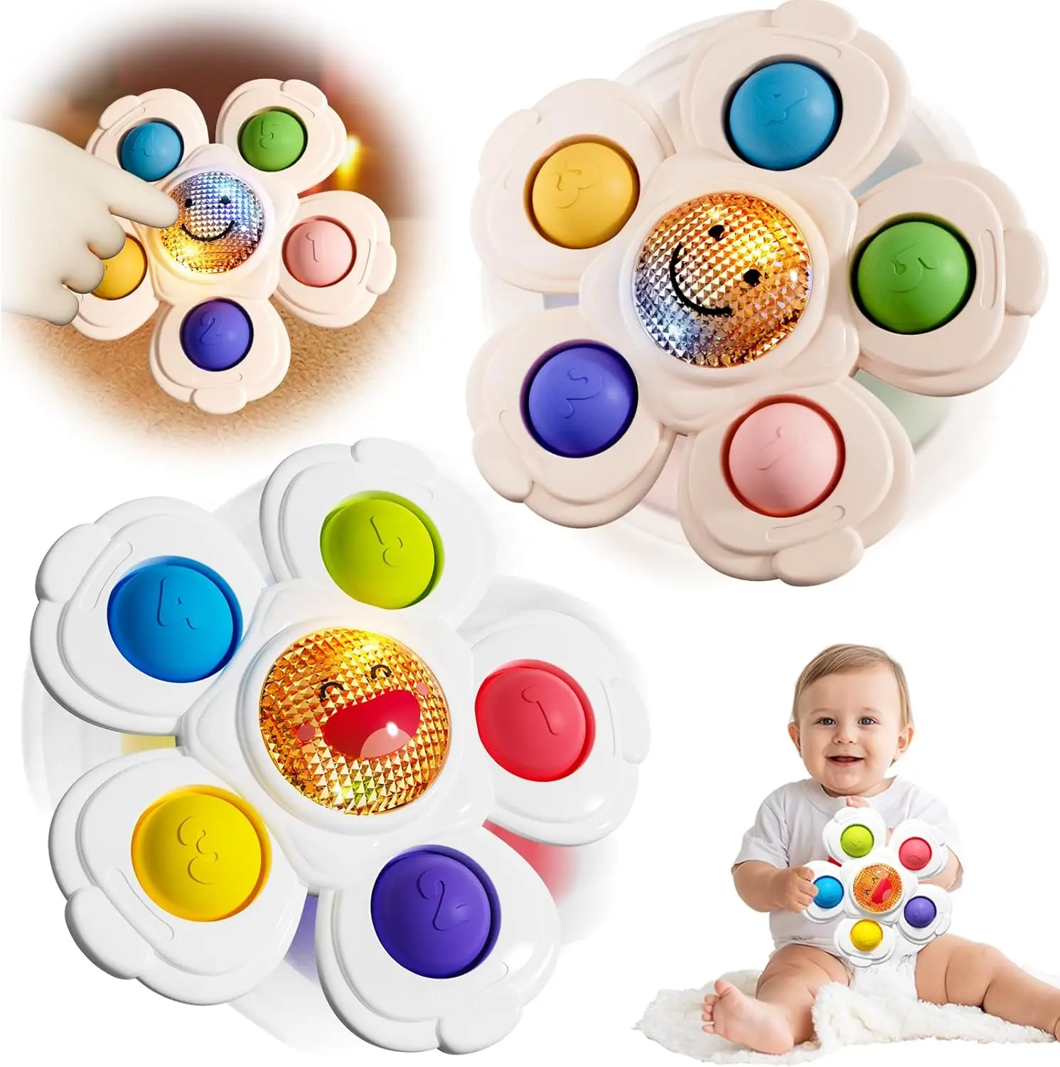 Suction Spinners Baby Toys,Spinner Toys for Babies 6-12 Months,Spinning Top Baby Bath Toys 6-12-18 Months