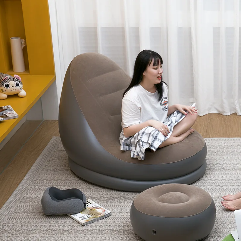 Outdoor inflatable sofa Flocked With Footrest inflatable chair ottoman Inflatable Sofa Office Soft leisure nap sofa foot pad