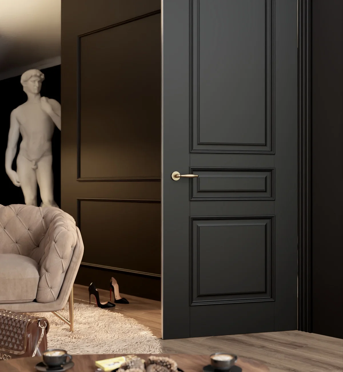 Modern Composite Wooden Door Waterproof Interior Door for House and Villa Finished Surface