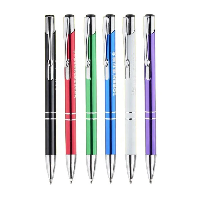 Custom Logo Printed Advertising Ballpoint Pen Metal Penholder Ball Point Gel Ink Promotional Pens