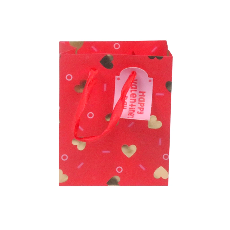 Wholesale Custom Logo Simple Love pattern Craft Kraft Cardboard Folding Shopping Paper Bags With Handle