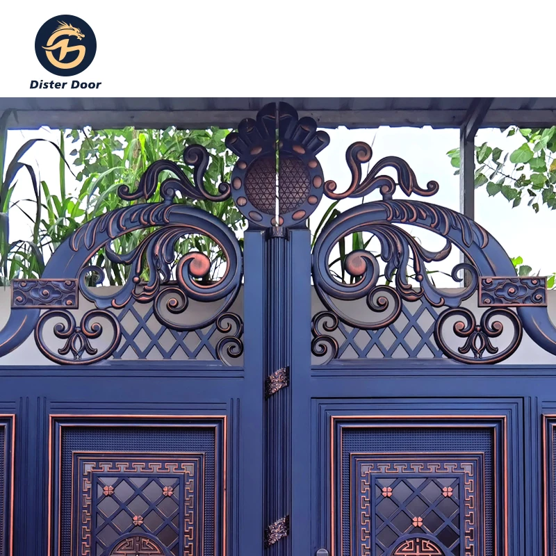 New European Style Aluminum Art Gate Courtyard Design of Main Villa House Entrance Steel Grill Sliding Gates Designs for Homes
