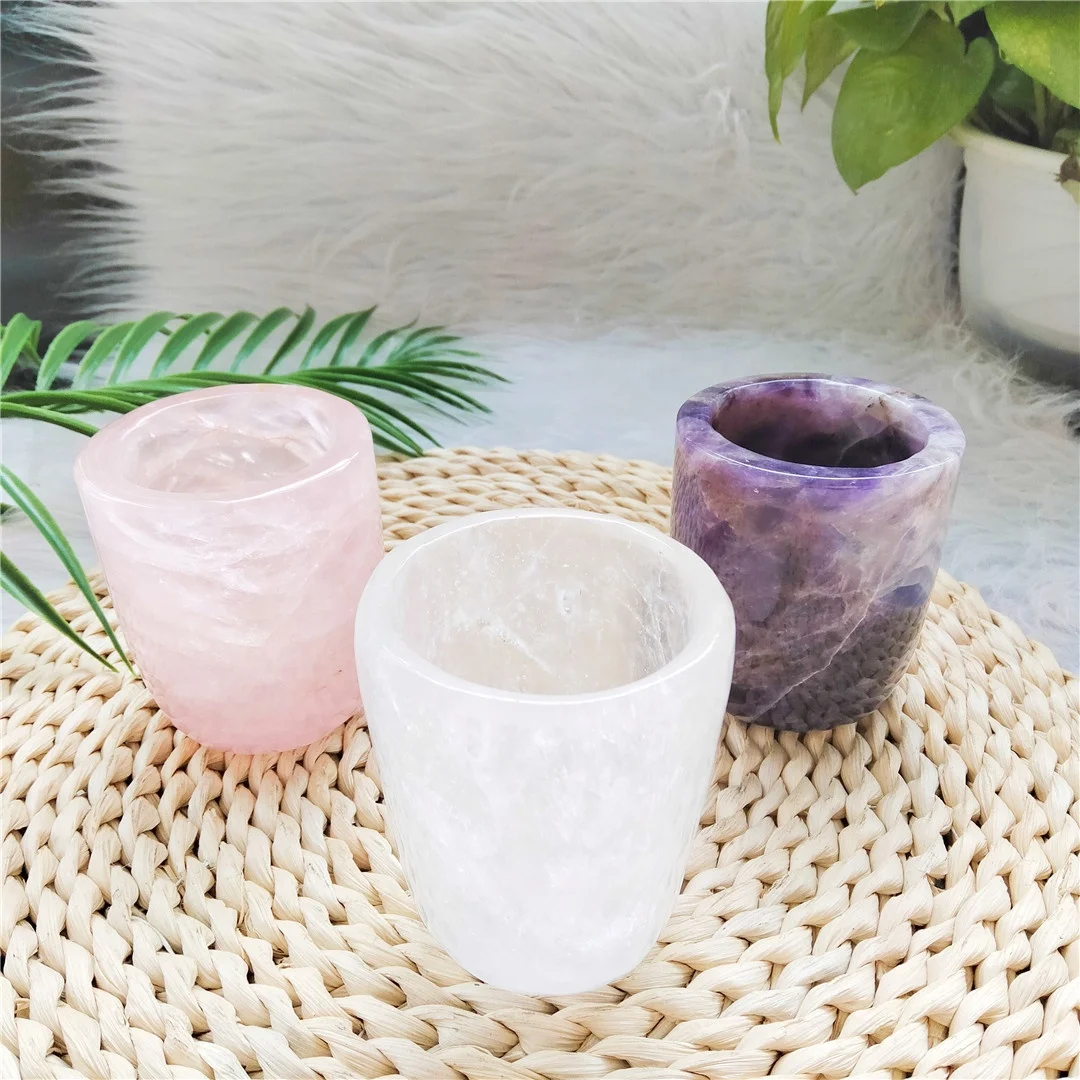 Best gift Rose Quartz And Dream Amethyst Tea Cup for meditation
