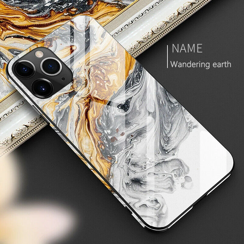Luxury Tempered Glass Case for iPhone 12 Pro Max X XR XS Max 8 7 6 Plus Tempered Glass TPU Hard Marble Back Cover