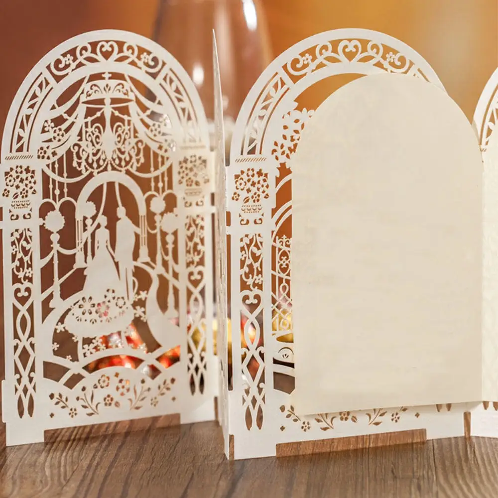 WINPSHENG shenzhen supplier elegant custom design laser cut wedding invitation gift cards