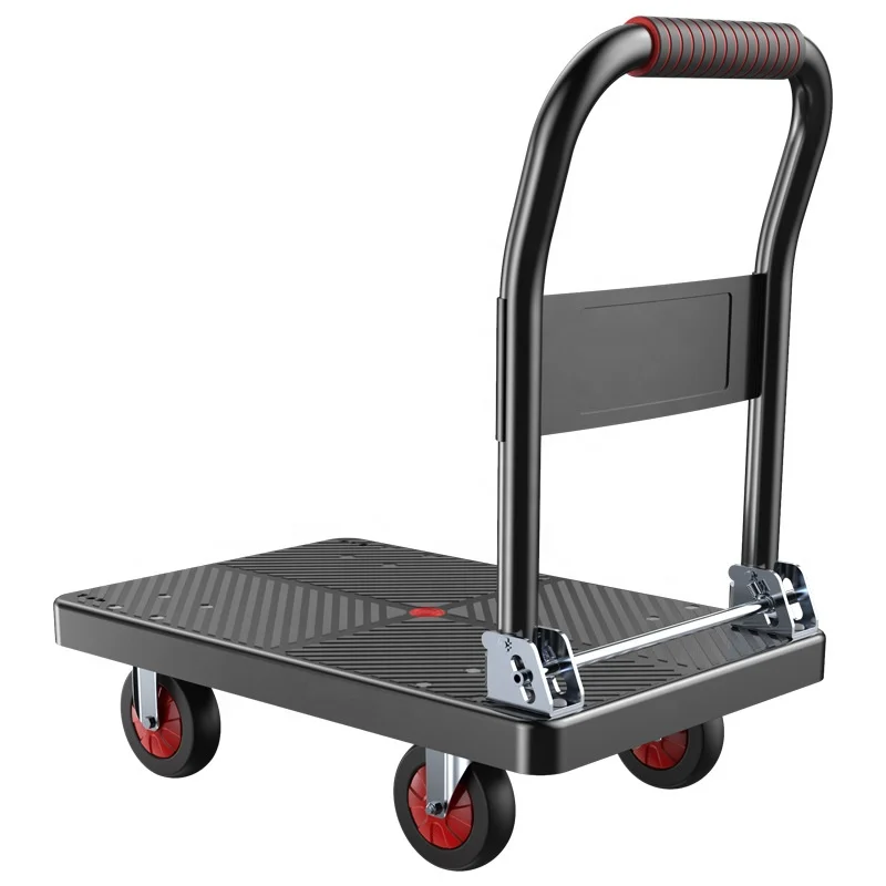 Plastic Supermarket Shopping  Plastic Platform Truck Hand Trolley Cart