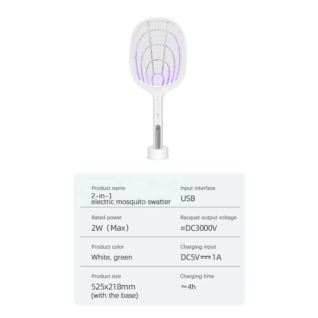 2 In 1 Outdoor Portable Smart Trap Usb Rechargeable Electric Fly Mosquito Killer Racket