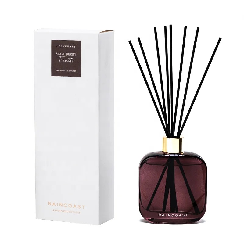 RAINCOAST Reed Diffuser Glass with Spray Color 180ml Mens Perfume Fragrance Stick Square for Home Fragrance