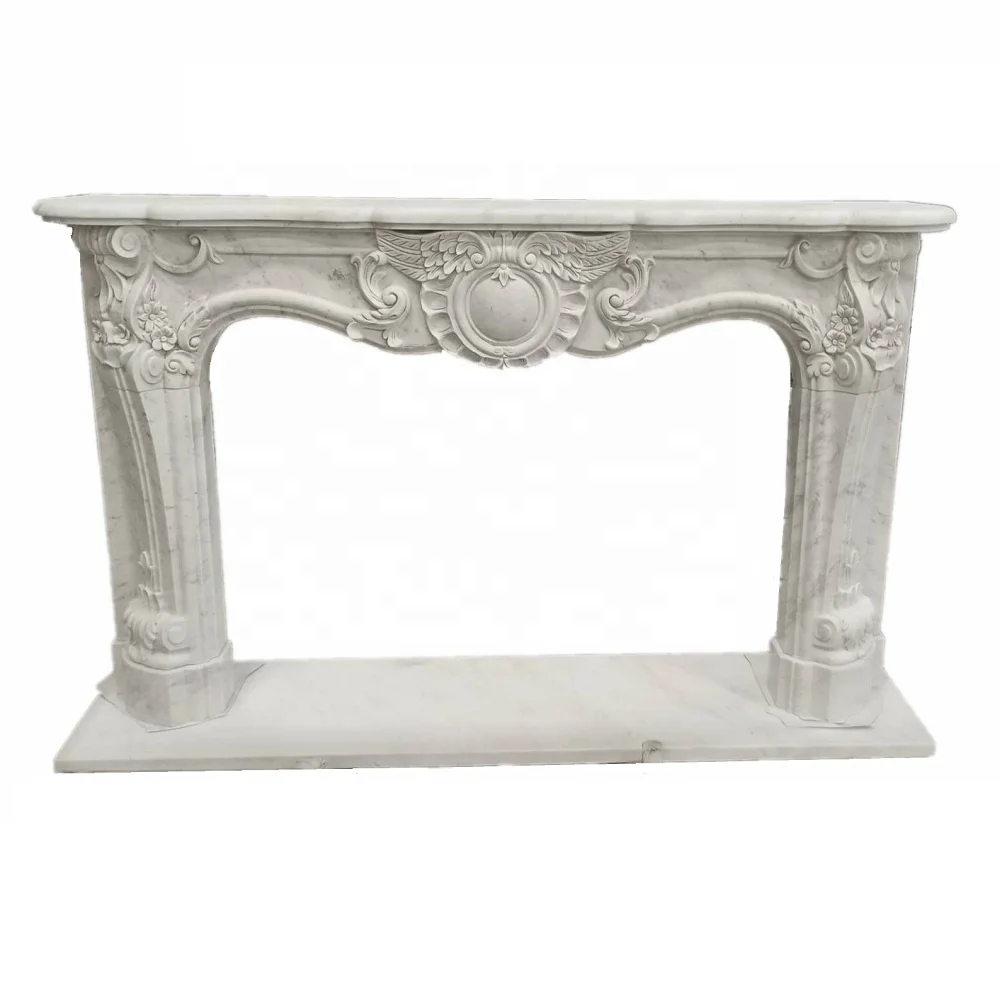 Cheap Pink Natural White & Beige Marble Electric Fireplace Marble Elegant Fireplaces