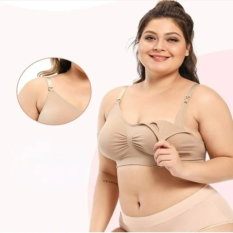 Hot Sale Plus Size Large Size Nursing Bra Plus Size Pregnancy Push Up Front Button Nursing Bra Underwear