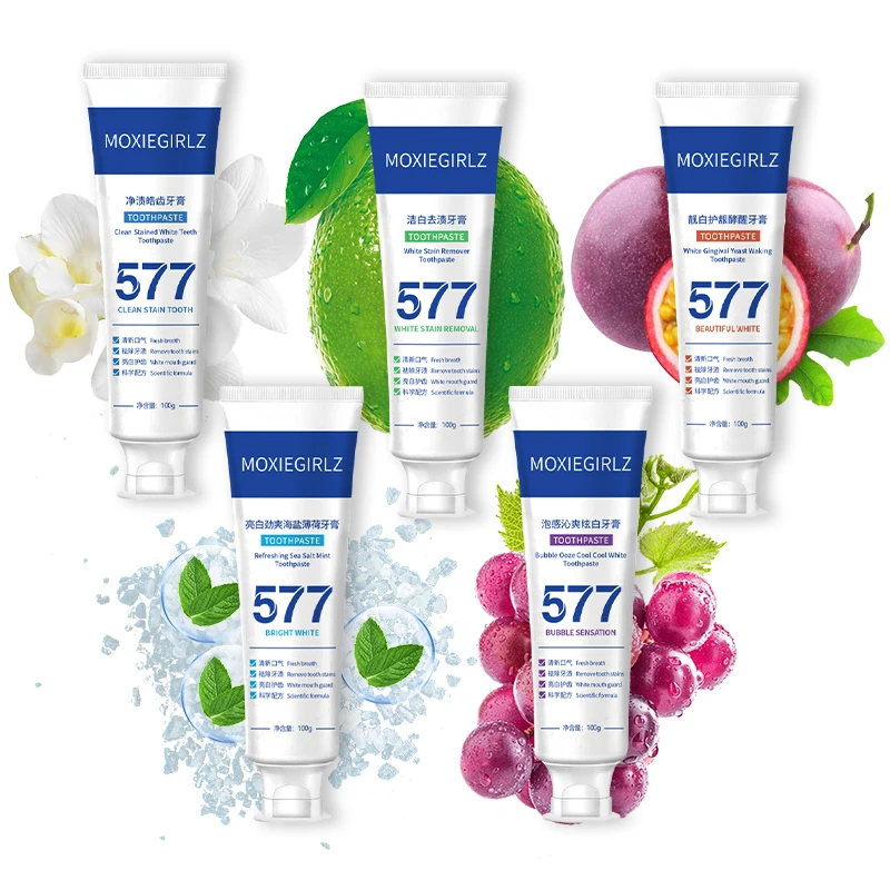 Sea Salt Lemon Mint Passion Fruit Grape Toothpaste with Freshness and Brightening Effects Helps to Remove Stains Whiten Teeth