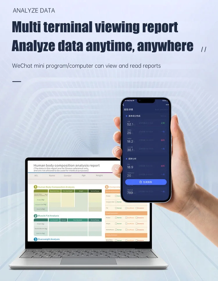 Health care body analyzer fat tester body composition analysis machine for gym
