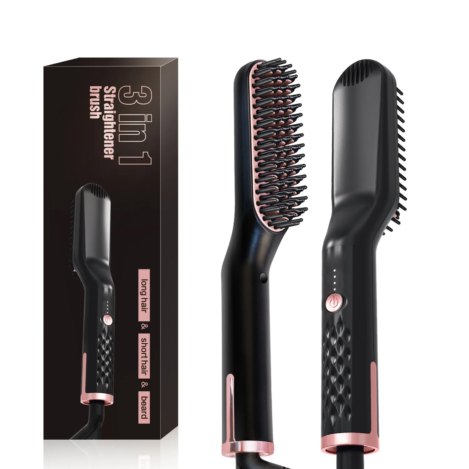 
Customized 3 In 1 Beard Straightening Comb Fast Beard Straightener Brush Heated Ceramic Beard Straightener 