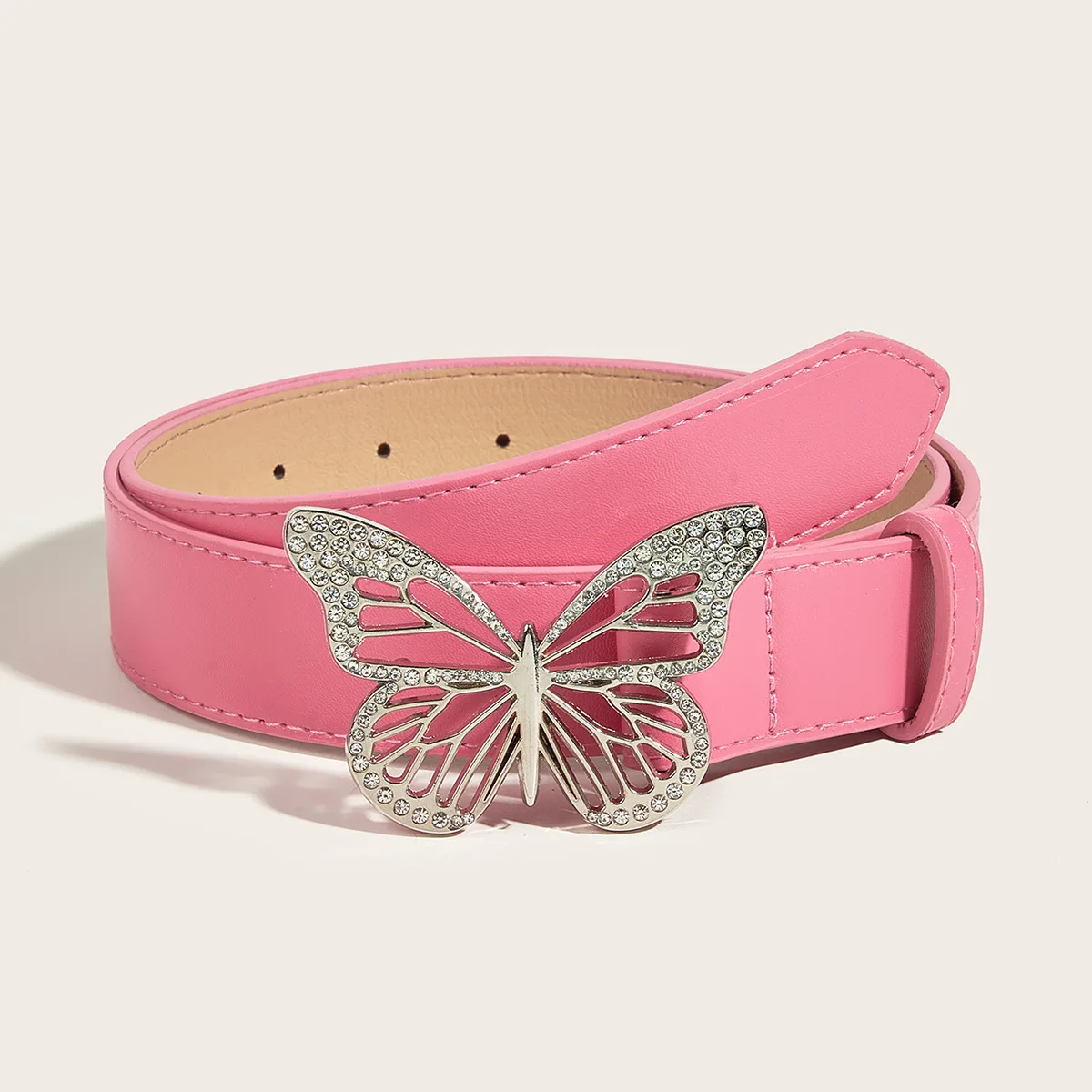 Barbie Pink Hardware Bow Rhinestone Fashion Belt Simple Retro Jeans Versatile Accessories Belts