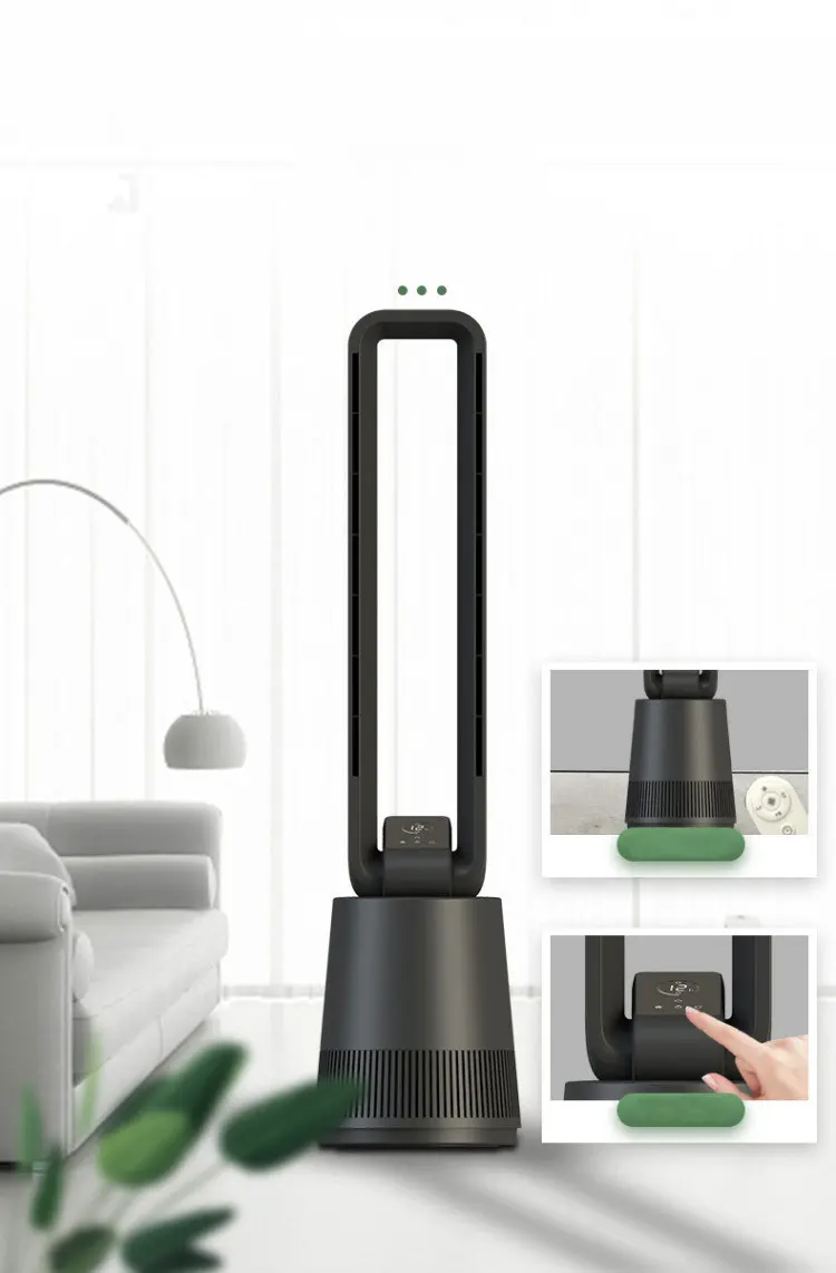 
Hot Sale Energy Saving Silent Floor Fan Household Fan Remote Leafless Fan 