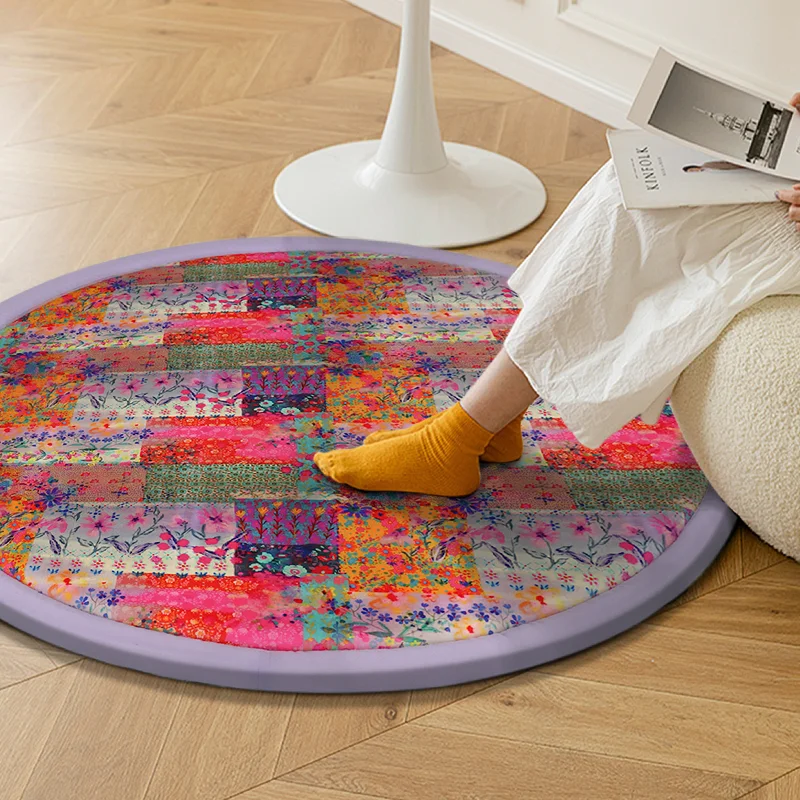 Round Colorful Memory Foam Thick Tummy Time and Crawling Mat Baby Floor Mat for Toddlers