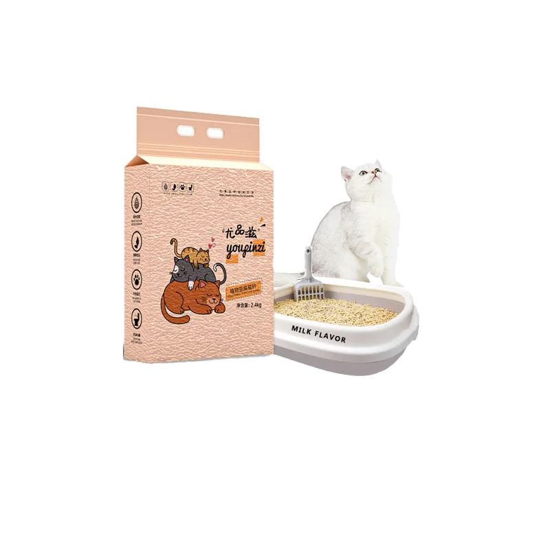 Wholesale OEM ODM Custom Cat Litter Lavender Lemon Scent Bean Curd Tofu Sand in Striped Shape Dust Free Flushable Cat Litter