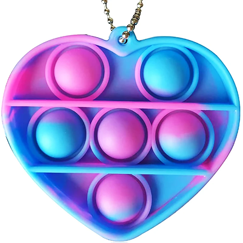 2022 поп игрушки fidget сердце брелок для ключей с клапаном кольцо для ключей, встроенный в транспортное средство Непоседа поп Брелок кошелек мешок пузыря на День святого Валентина браслет