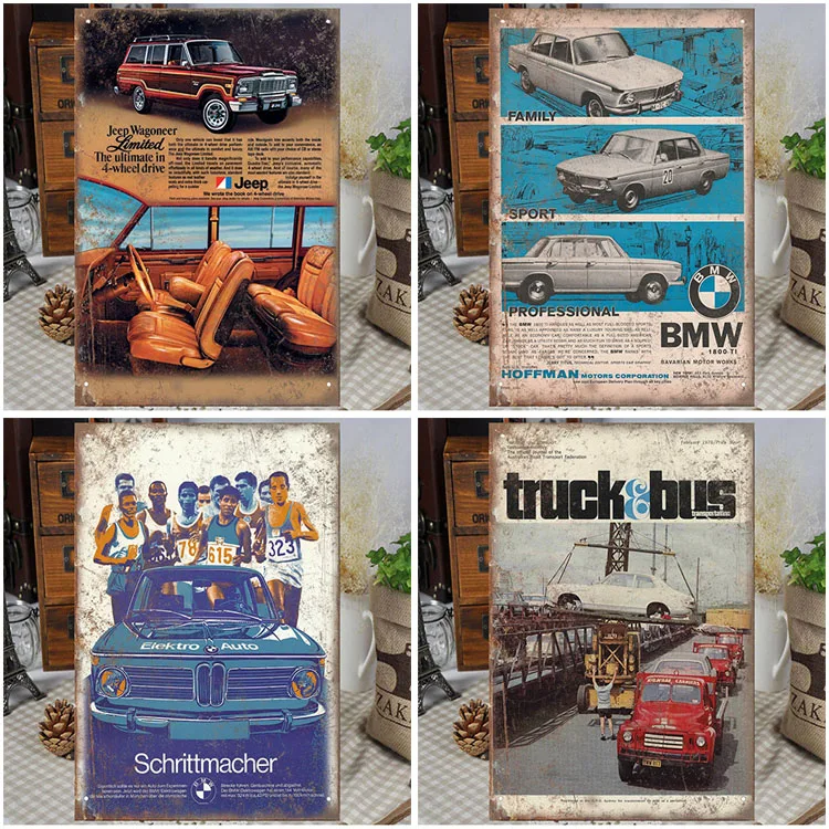 School bus classis vintage metal sign Car Retro Poster Wall Decor for Man Cave Bar Pub Club automotive Tin Sign Wholesale