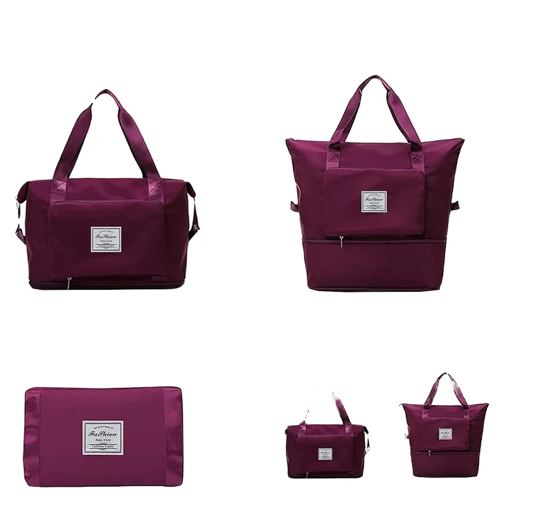 Custom New arrivals Foldable Expandable Lightweight sports Gym Duffel tote Bag Yoga Weekend Shoulder Customized travel bags