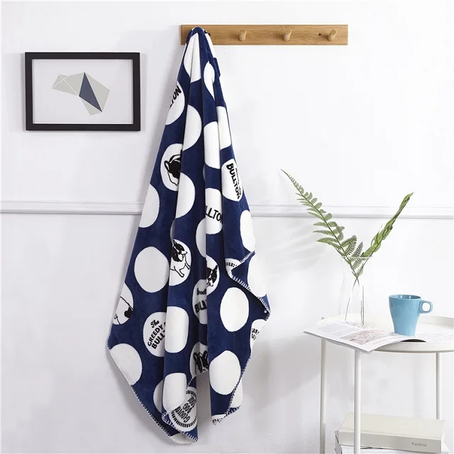 Light blue milk bottle and dog printed flannel kids newborn fleece baby blanket