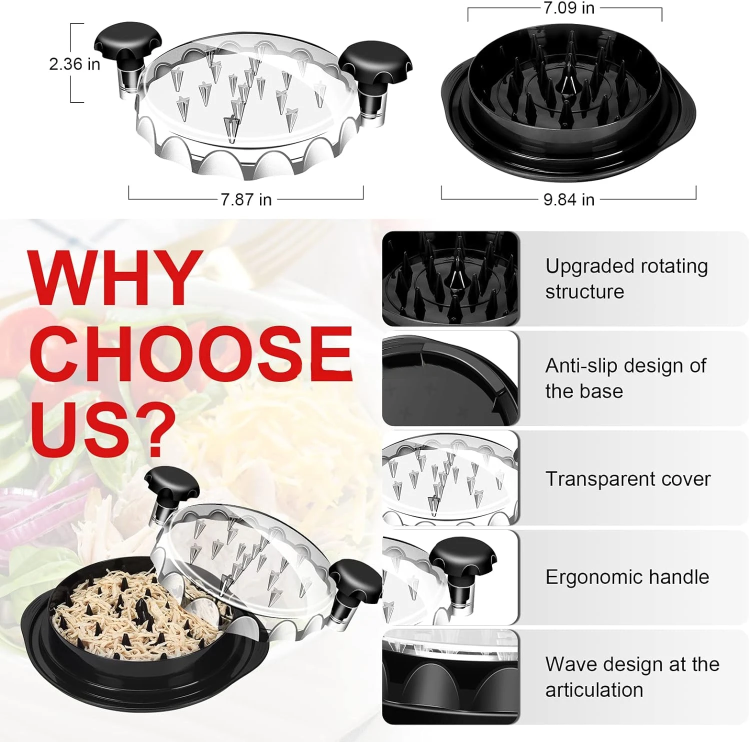Kitchen Gadgets Poultry Tools Meat Cutter Chicken Shredded Machine Meat Shredder Chicken Shredder Tool Twist With Lid