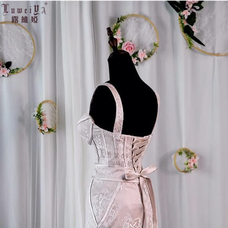 Mermaid Sling Tube Top Vestige Madrid DE Casamento Retro Fishtail Bridesmaid Wedding Dress Knee Length Lace Dress For Wedding