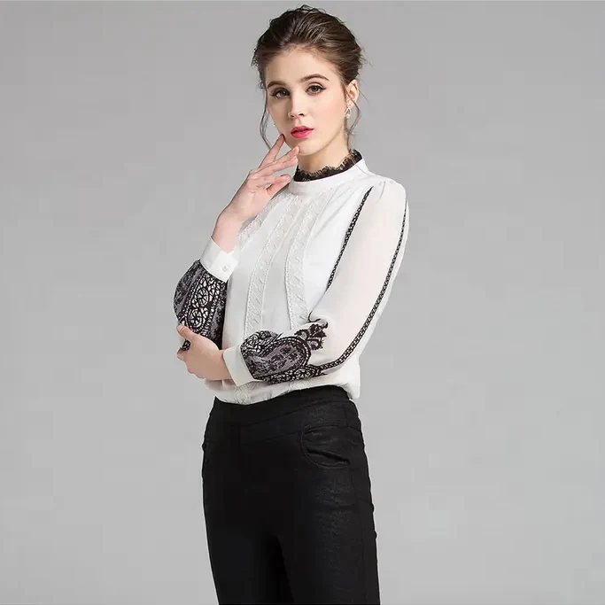 lady fashion design nice quality long sleeve muslim blouse