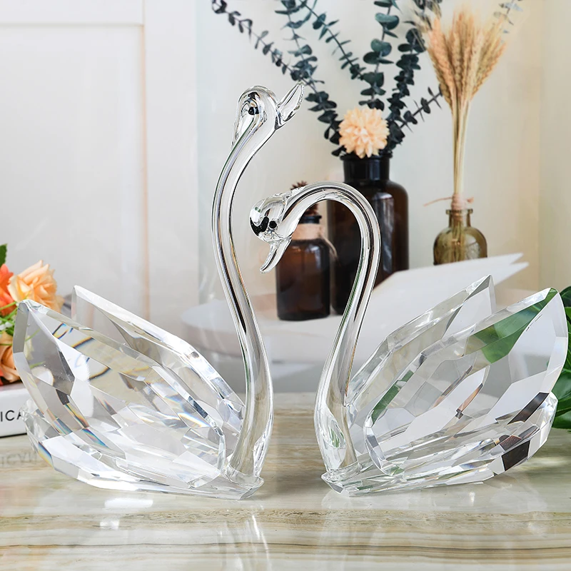 Handmade wedding souvenir crystal lovers swans