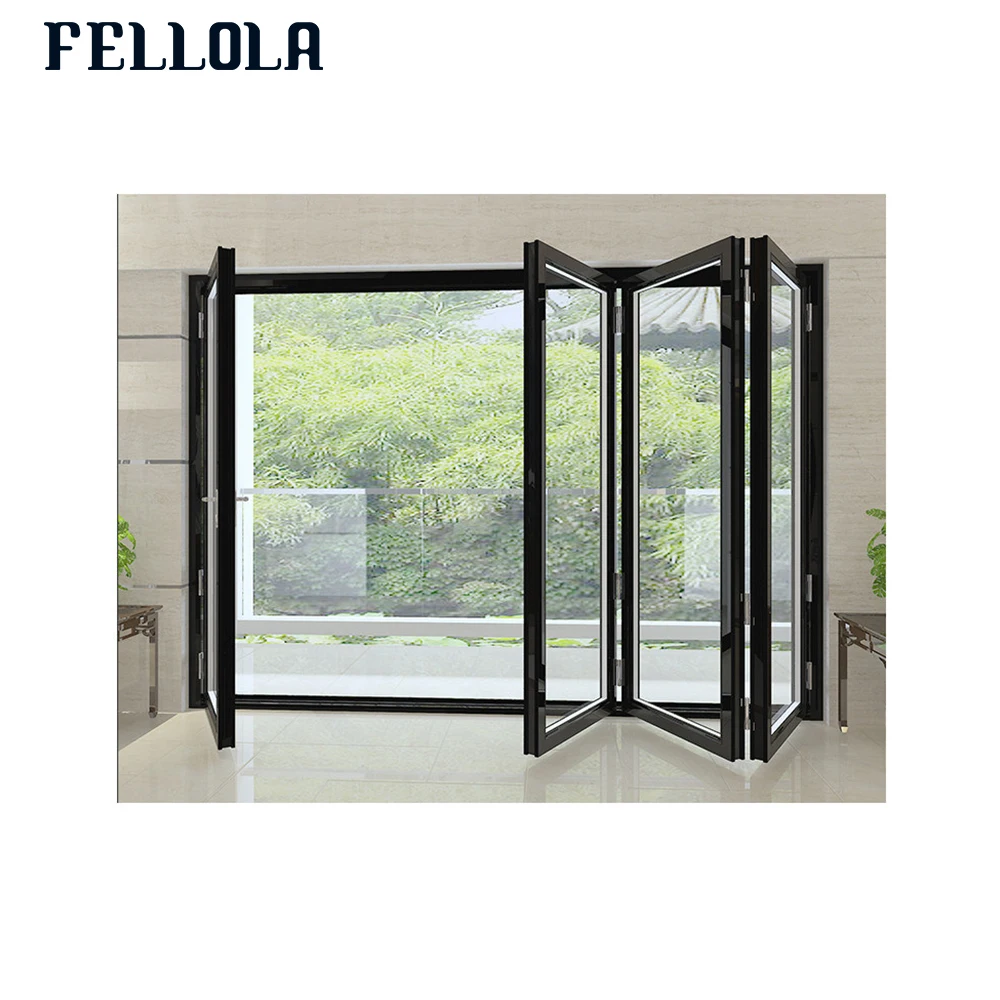 Black Aluminum Bifold Narrow Frame Folding Window For Balcony  comalco Aluminium Windows
